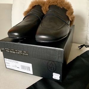 ASH fur lined slides with rockstud detailing